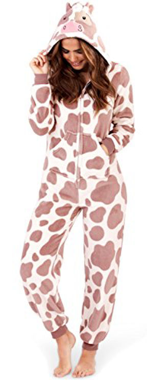 Picture of 04740  COW FLEECY JUMPSUIT/ONESIE OFFWHITE/BROWN